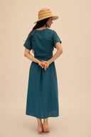Vestido Azul petróleo cruzado verano 26 MÃE