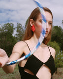 Pendientes “derose” impresos en 3d  base del pendiente acero quirúrgico, hipoalergénico. Color rojo, tiendas en Madrid, series limitadas