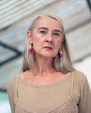 MRLASPIUR-LELIA, diseño de pendientes colgantes, con flores color rosa, moda española, moda femenina