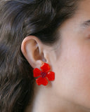 Pendientes “Ama Pola” impresos en 3d color rojo con forma de amapola, Base del pendiente acero quirúrgico, hipoalergénico. estampados originales, accesorios coloridos