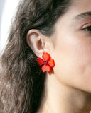 Pendientes “Ama Pola” impresos en 3d color rojo con forma de amapola, Base del pendiente acero quirúrgico, hipoalergénico. estampados originales, accesorios coloridos