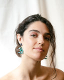 MRLASPIUR, diseño de pendientes colgante, flores color celeste, con brillitos, moda responsable,  moda original