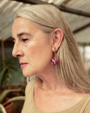 MRLASPIUR-LELIA, diseño de pendientes colgantes, con flores color rosa, moda española, moda femenina