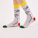 calcetines José Antonio Roda - peSeta, 
diseño colorido verde, amarillo y rojo. Estampado ilustración Limited edition Spanish fashion, Carteras ecológicas originales