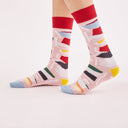 Calcetines Luján Marcos Collage - peSeta, diseño colorido con formas y lineas. estampados textiles, tiendas en Madrid