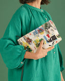 Bolsin neceser botánico, bolso de maquillaje, estampado original con plantas y detalles en colores. moda sostenible, hecho en España, producción local