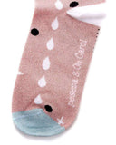 Calcetines Ohcaroool - peSeta, color celeste y rosa, con texto japones y estampado en lunares negros y estrallas blancas. moda original, estampados originales