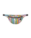 bolso-riñonera cocoliche con cierre delantero, cinta regulable, estampado original de flores colorido, moda lentita, moda española, marca unisex