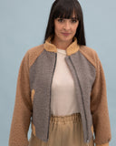 Chaqueta bomber tricolor beige