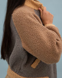 Chaqueta bomber tricolor beige