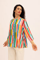 Camisa estampada de manga francesa Dolo Rayas