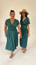 Vestido Azul petróleo cruzado verano 26 MÃE