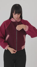 Chaqueta bomber tricolor cereza