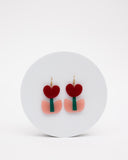 Viva pendientes frutas y flores tulipán rojo