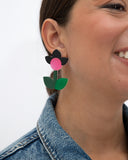 Viva pendientes frutas y flores amapola negra