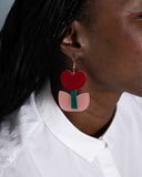 Viva pendientes frutas y flores tulipán rojo