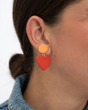 Viva pendientes geométrico corazón rojo
