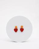 Viva pendientes geométrico corazón rojo