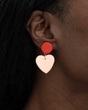 Viva pendientes geométrico corazón rosa