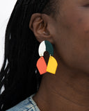 Viva pendientes geométrico cuatricolor amarillo