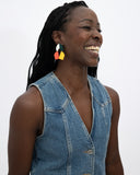 Viva pendientes geométrico cuatricolor amarillo