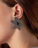 Pendientes “fleussin” color negro, impresos en 3d, base del pendiente acero quirúrgico, hipoalergénico, accesorios estampados, materiales reciclados